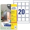 AVERY Zweckform identifikavimo etiketės, 45 x 45 mm, baltos kvadratinės, nuimamos, nepadengtas popierius, - 1 vnt. (6252REV-10)
