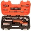 Bahco Galvučių komplektas 10-20mm 1/4"+3/8" 34 vnt. su siaura terkšle