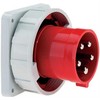 BALS CEE įvadas H6 400V 63A 5 polių, raudonas tvirtinimo flanšas 110x106 mm, tvirtinimo centrai 90x90 mm. IP67, poliamidas