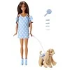Mattel BARBIE TWINNING LOOKS tamsiaplaukės lėlės ir šunelio rinkinys (JFP38)