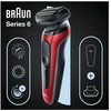 Barzdaskutė Braun Series 6 61-R1200s, Foil shaver, Juodas, Raudona, SensoFlex, SensoFoil, Mygtukai, LED, Baterija