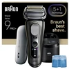Barzdaskutė Braun Series 9 Pro+ 9675cc, Foil shaver, Pilkas, Sidabrinis, Nerūdijantis plienas, Mygtukai, LED, AC/Baterija
