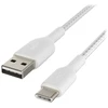 USB kabelis Belkin Boost Charge Braided USB-A to USB-C 1.0m baltas