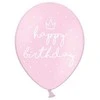 PartyDeco Balionų rinkinys Happy Birthday rausvi 6vnt