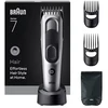 Braun Series 7 HC7590 plaukų kirpimo mašinėlė, 17 ilgio nuostatų, 50 min., juoda/sidabrinė