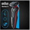 Barzdaskutė Braun Series 5 50-R1000s, Foil shaver, Juodas, Raudona, AutoSense, Mygtukai, LED, Baterija