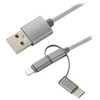 USB kabelis CoreParts USB-A - USB-C + microUSB + Žaibas 1 m pilka (MOBX- ACC- 003)