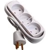 E Line Lizdas 3 apvalūs su įžeminimu ir 1,5 m laidais 10A 250V baltas