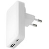 dbramante1928 Pro – plonas įkroviklis ES/JAV – USB-C 45W + USB-A 30W – W, skirtas naudoti patalpose, kintamosios srovės, baltas