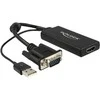 Delock VGA zu HDMI Adapteris mit Audio juodas/juodas 0,25m USB Typ-A Anschluss 0,25m