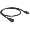 Delock prailginimo kabelis USB 2.0 tipo Micro-B kištukas > USB 2.0 tipo Micro-B lizdas. 0,5 m