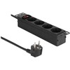 Delock 10" Steckdosenleiste 4-fach mit Schutzkontakt Schalter 1 HE juodas