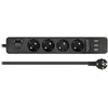 Delock Steckdosenleiste 4-fach mit Schalter und 3 x USB juodas