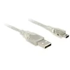 Delock Kabelis USB 2.0 Typ-A Stecker > USB 2.0 Mini-B Stecker 1,5 m transparent