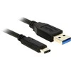 DELOCK Cable SuperSpeed USB 10 Gbps (USB 3.1, Gen 2) A tipo vyriškas > USB Type-C vyriškas 1 m juodas
