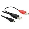 USB kabelis Delock miniUSB - 2x USB-A 1 m Juodas (82447)