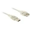 DELOCK ilgintuvas USB 2.0 A tipo kištukas > USB 2.0 A tipo lizdas, 5 m skaidrus