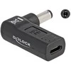 „DeLOCK“ nešiojamojo kompiuterio įkrovimo kabelio adapteris, USB C tipo lizdas - 5,5 x 2,1 mm kištukas, 90° kampu, skirtas naudoti patalpose, 3 A, juodas