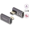 Delock USB Adapteris 40 Gbps USB Type-C™ PD 3.0 100 W - Stecker zu Buchse gedreht gewinkelt links / rechts 8K 60 Hz Metall