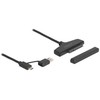 „DeLOCK“ USB į SATA 6 Gb/s keitiklis su USB C tipo arba USB A tipo jungtimi, 0,3 m, SATA III, SATA 22 kontaktų, USB C tipo (USB 3.2 1 kartos), kištukas/lizdas, juodas