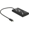 ADAPTERIS USB-C(M)->2X EKRANAS(F) NA KABLU 27CM 4K 60HZ (THUNDERBOLT 3) JUODA DELOCK