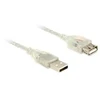 DELOCK ilgintuvas USB 2.0 tipo A kištukinis > USB 2.0 Type-A moteriškas 3 m skaidrus