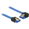 KABELIS SATA DATA III (6GB/S) F/F 70CM Z ZATRZASKAMI METALOWYMI KAMPINIS LEWO/PROSTO Mėlynas DELOCK