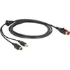 Delock PoweredUSB Kabelis Stecker 24 V > USB Typ-B Stecker + Hosiden Mini-DIN 3