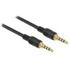 Garso kabelis, mini lizdas, 3,5 mm, M/M, 4 kontaktų, 3 m, juodas, DELOCK