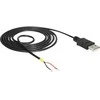 Delock kabelis USB 2.0 tipo A kištukas > 2 x atviri kabelio galai galia 1,5 m Raspberry