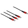 Kabelis USB Delock DeLOCK USB Charging Cable 3 in 1 USB Type-C to 3 x USB Type-C 30 cm juodas / red, 0.3 m, USB C, 3 x USB C, USB 2.0, Juodas, Raudona