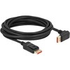 „DeLOCK DisplayPort“ kabelis, kištukas, tiesus į kištuką, 90° kampu į viršų, 8K 60 Hz, 5 m, 5 m, DisplayPort, DisplayPort, kištukas, kištukas, 7680 x 4320 pikselių