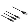 Delock USB įkrovimo laidas 3 viename, skirtas Lightning™ / Micro USB / USB Type-C™ 1 m juodas