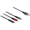 Delock USB įkrovimo laidas 3 viename, skirtas Lightning™ / Micro USB / USB Type-C™ 1 m