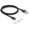 Kabelis USB Delock USB-A - USB-C + microUSB + Lightning 1 m Juodas (88165)