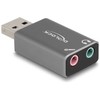 „DeLOCK“ išorinė USB garso plokštė su USB-A tipo kištuku į 2 x 3,5 mm stereo lizdą. „Plug & Play“ garso adapteris asmeniniams kompiuteriams, nešiojamiesiems kompiuteriams ir „Mac“, USB 2.0 A tipo, 3,5 mm 3 kontaktų, pilka.
