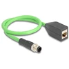 Delock M12 Kabelis D-kodowany 4 Pin Wtyk do RJ45 Lizdas PUR (TPU) 0,5 m (60571)