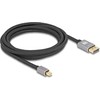 „DeLOCK Mini DisplayPort“ į „DisplayPort“ kabelis 8K 60 Hz 3 m pilkas metalas be fiksatoriaus, 3 m, „Mini DisplayPort“, „DisplayPort“, kištukas, kištukas, 7680 x 4320 pikselių