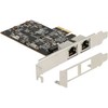 DeLOCK PCI Express x2 plokštė į 2 x RJ45 2.5 Gigabit LAN i225, vidinė, laidinė, PCI Express, Ethernet, 2500 Mbit/s, nerūdijantis plienas