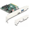 DeLOCK PCI Express x4 plokštė su 1 x išoriniu USB 10 Gbps Type-C lizdu + 1 x išoriniu USB 10 Gbps Type-A lizdu – žemo profilio formatas, PCIe, USB 3.2 Gen 2 (3.1 Gen 2), žemo profilio, PCI 3.0, SATA 15 kontaktų, žalia, pilka