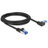 Delock DeLOCK Kabelis sieciowy RJ45 Cat.6A S/FTP prosty/lewy kątowy 2 m juoda