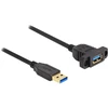Delock SuperSpeed USB 5 Gbps (USB 3.2 Gen 1) Kabelis USB Typ-A wtyk do gniazda 1 m Montuojama juoda