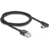 „DeLOCK“ USB 2.0 laidas, kampinis, A tipo kištukas - C tipo kištukas, 1 m, juodas, 1 m, USB A, USB C, USB 2.0, 0.48 Gbit/s, juodas