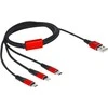 „Delock“ USB įkrovimo laidas „3 in 1 Type-A“ su „Lightning™“ / 2 x USB Type-C™ 1 m