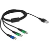 Kabelis USB Delock USB-A - 2x USB-C + microUSB 1 m Juodas (87882)