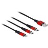 „Delock“ USB įkrovimo laidas „3 in 1 Type-A“ su „Lightning™“ / 2 x USB Type-C™ 30 cm