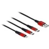 „Delock“ USB įkrovimo laidas „3 in 1 Type-A“ su „Lightning™“ / 2 x USB Type-C™ 30 cm