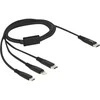 „Delock“ USB įkrovimo kabelis, 3 viename, USB C tipo, su „Lightning“ / „Micro USB“ / USB C tipo jungtimi, 1 m
