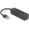 HUB USB Delock huby i koncentratory USB 2.0 Type-A 480 Mbit/s Juodas