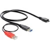 DELOCK kabelis USB 3.0 Y 1x USB 3.0 micro-B St+ USB 2.0-A St 20cm